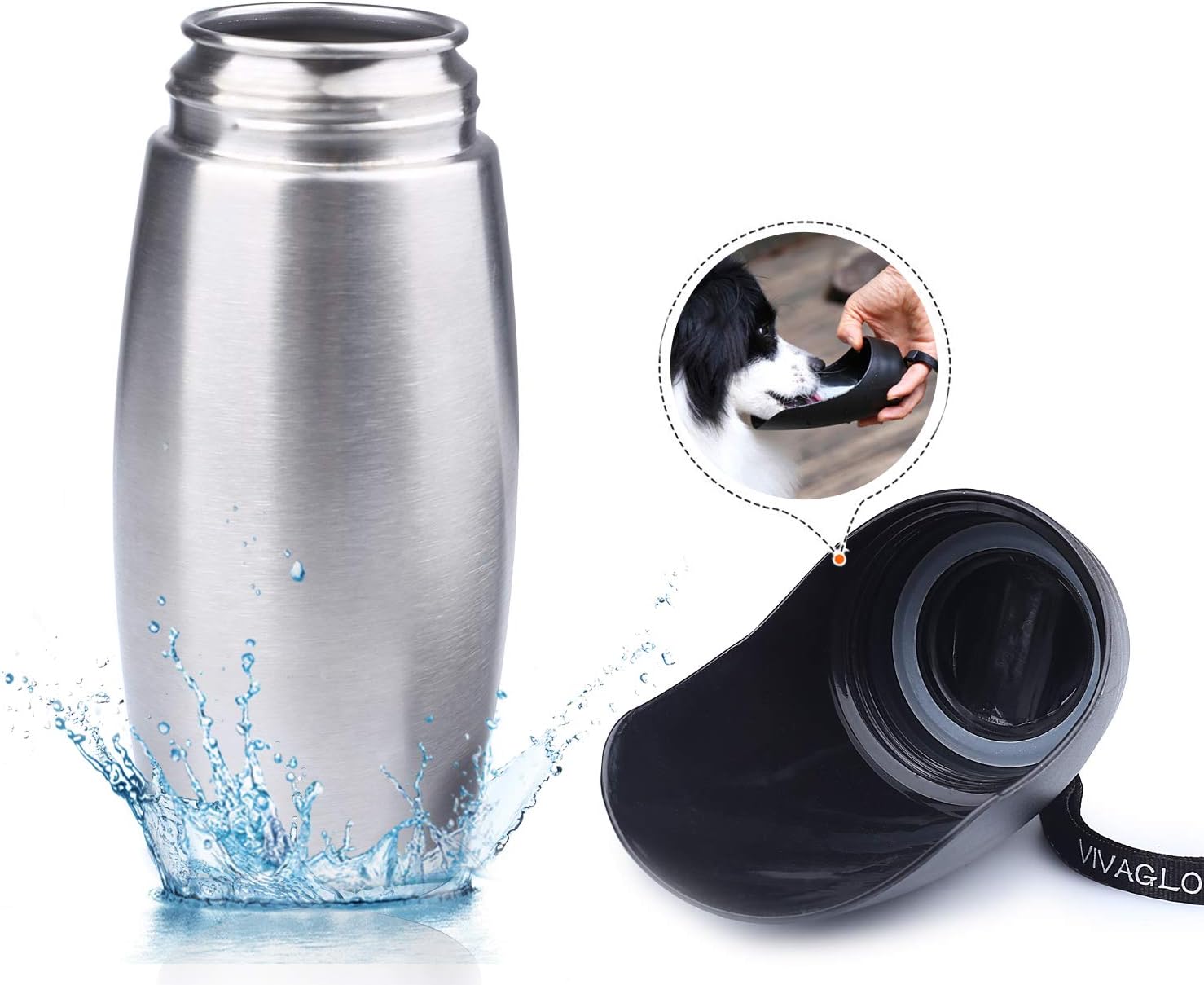 Vivaglory LeakProof Stainless Steel Dog Drinking Bottle, 25oz Large