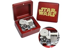 Sinzyo Music Box Vintage Wood Carved Mechanism Musical Boxs Gift for Birthday Valentine's Day Christmas Day(Star Wars-Wine red Wood Box)