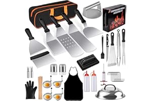 YJHOLE 139PCS Griddle Accessories for Blackstone, Perfect Flat Top Grill Accessories for Camp Chef, Griddle Spatula Set with Metal Spatula, Enlarged Spatulas, Basting Cover for Outdoor Barbecue