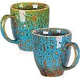 Set of 2 Durable 16 oz Coffee Cups, Large Coffee Mugs with Ergonomic Handle, Ceramic Mugs Dishwasher & Microwave Safe, Ideal Tea Mugs for Home, Office, Gifts (coffee, Tea, Hot Cocoa, Latte Cup)