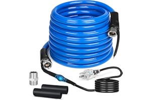 WUFOTY 75FT Heated Water Hose for RV,Heated Drinking Water Hose with Thermostat,Lead and BPA Free,1/2"Inner Diameter,Temperatures Down to -40°F Self-Regulating,Blue Appearance