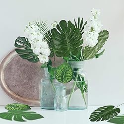 108 Pieces 7 Kinds Artificial Tropical Leaf Jungle