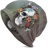 Flower Sugar Skull Beanie Hat Adult Skull Cap Warm Slouchy Knit Hat Headwear Gift for Men Women
