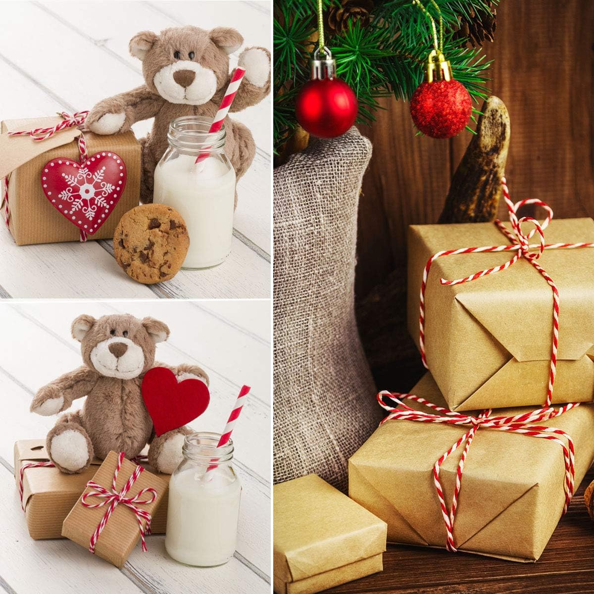 HOKI Cotton Bakers Twine Red & White 100M (328 Feet), Packing String, Durable Rope for Gardening, Decoration, Tying Cake and Pastry Boxes, DIY Crafts & Gift Wrapping, for Art and Craft : Office Products