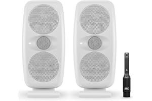 IK Multimedia iLoud MTM MKII White (Pair Plus ARC mic) Compact Studio Monitor with Built-in ARC Room Correction, Speaker Emul