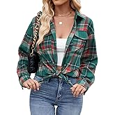 IYICLOTH Womens Button Down Flannel Shirts Oversized Long Sleeve Plaid Shackets Casual Blouse Fall Tops 2025