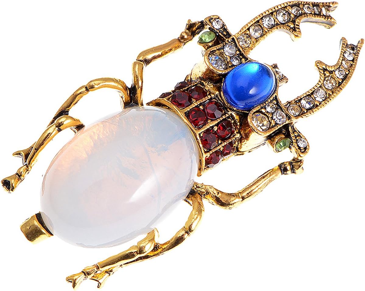 ALILANG Antique Gold Tone Egyptian Vintage Pincher Scarab Beetle Bug Brooch Pin