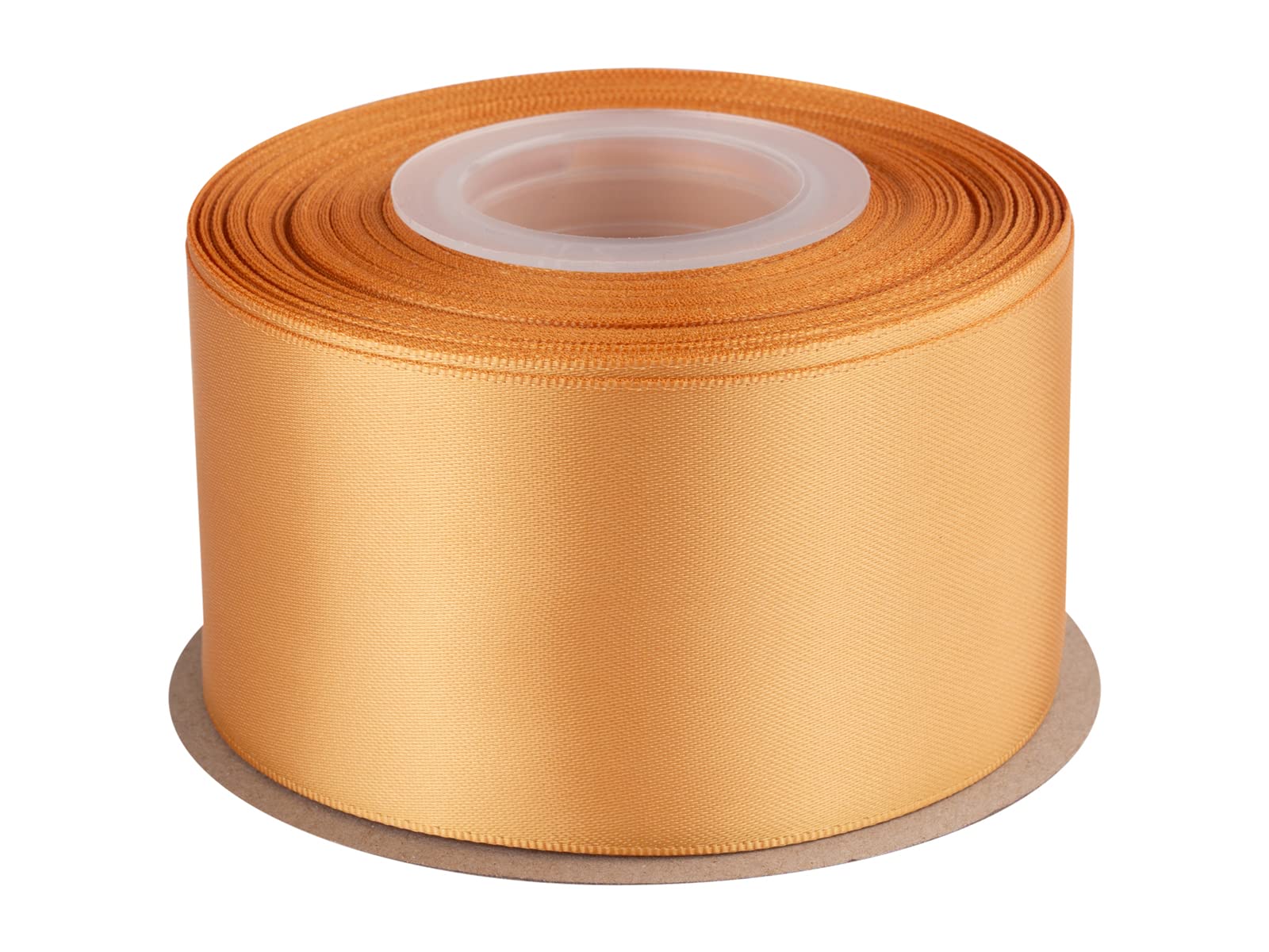 Double Faced Satin Ribbon, 50mm X 22M, Solid Polyester Craft Ribbon, Perfect for Gift Wrapping, Crafts, Wedding Party Ceremony Decoration, Floral Arrangement, Sewing (Old Gold)