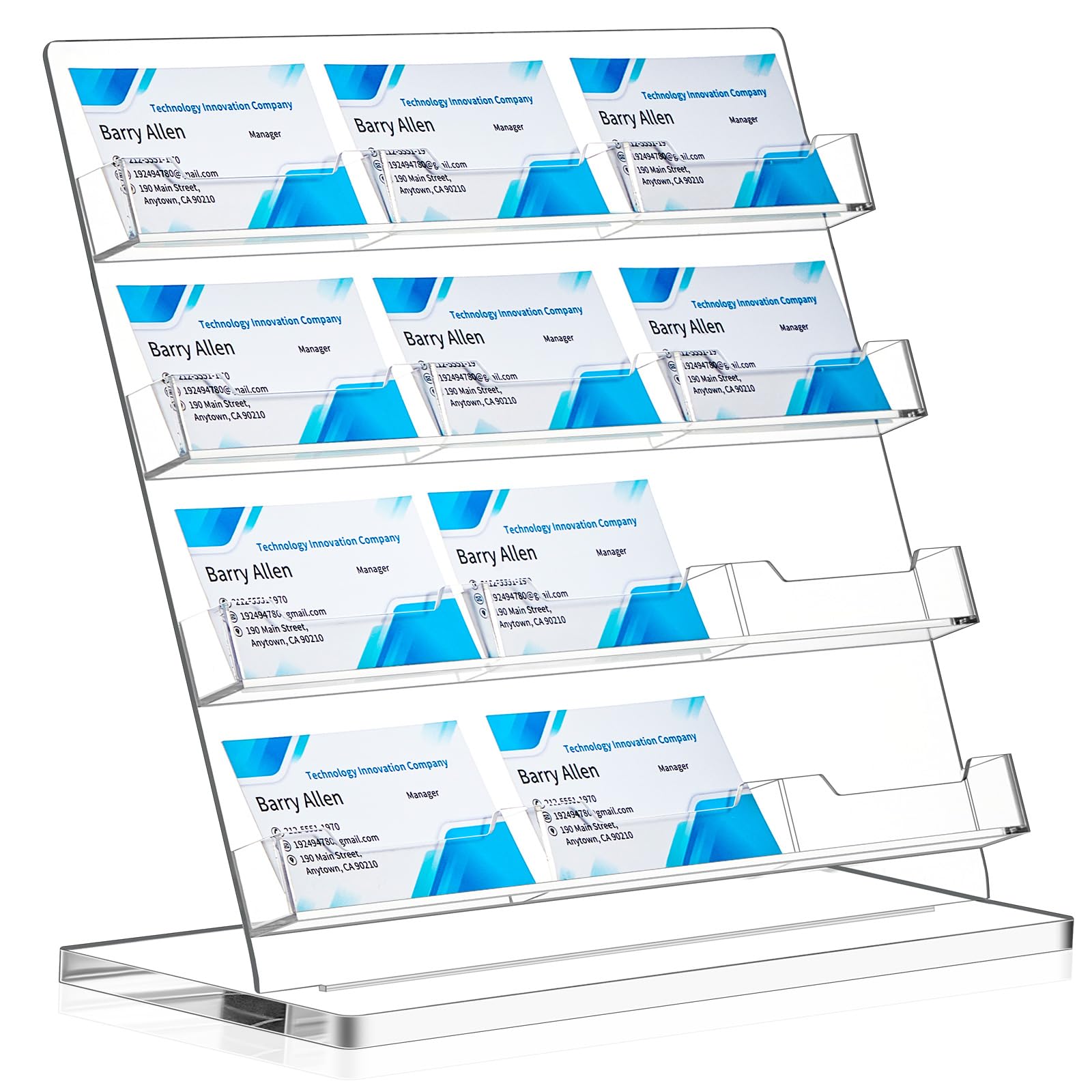 Photo 1 of Dunzoom Business Card Holder for Desk 12 Slots Clear Gift Card Display Acrylic Business Holder Display Stand Multiple Organizer for Office Meeting Exhibition Home