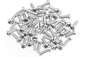 HELIFOUNER 100 Pieces M3 x 8mm, Thread Pitch 0.5mm, 304 Stainless Steel (18-8) Phillips Pan Head Machine Screws, Fully Threaded