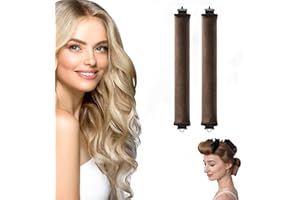 LYZAILHB Heatless Hair Curler,Overnight Heatless Curls Blowout Rods Headband for All Hair Types,Flexi Rods with Hook,No Heat Curls to Sleep for Curl Rods,Women Long Hair Styling Tools (2PC,Coffee)