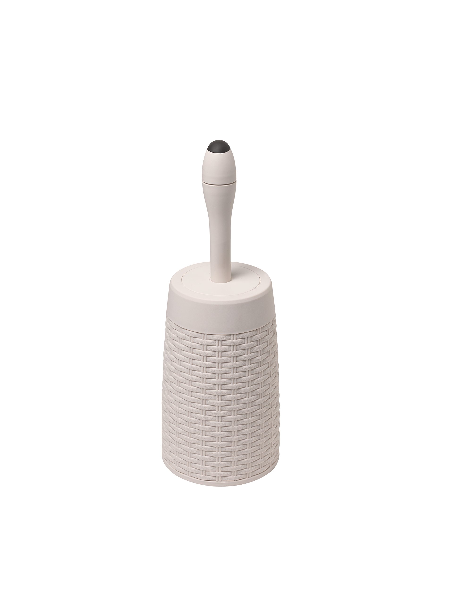 Addis 515798 Faux Rattan Round Toilet Brush Set with Internal Detergent Injection System, Cream, Calico Linen