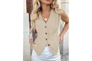Women's Button Down Sleeveless Blazer V Neck Office Work Classy Suit Vest