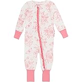 RuffleButts SoftSnooze™ Viscose from Bamboo Baby Girls Ruffle One Piece Convertible Pajamas