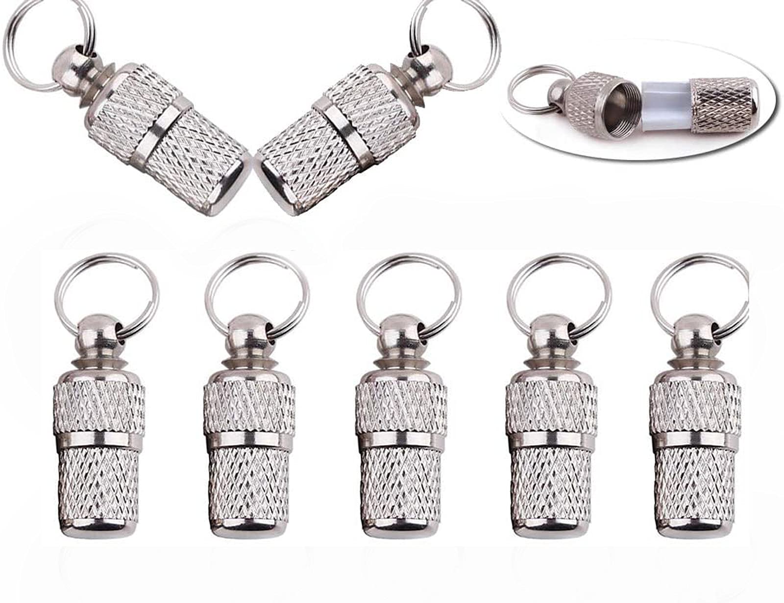 Young Wolf 8X Small Stainless Steel Pet ID Tag, Anti-Lost Barrel Tube Collars for Dog Cat Address Name Label