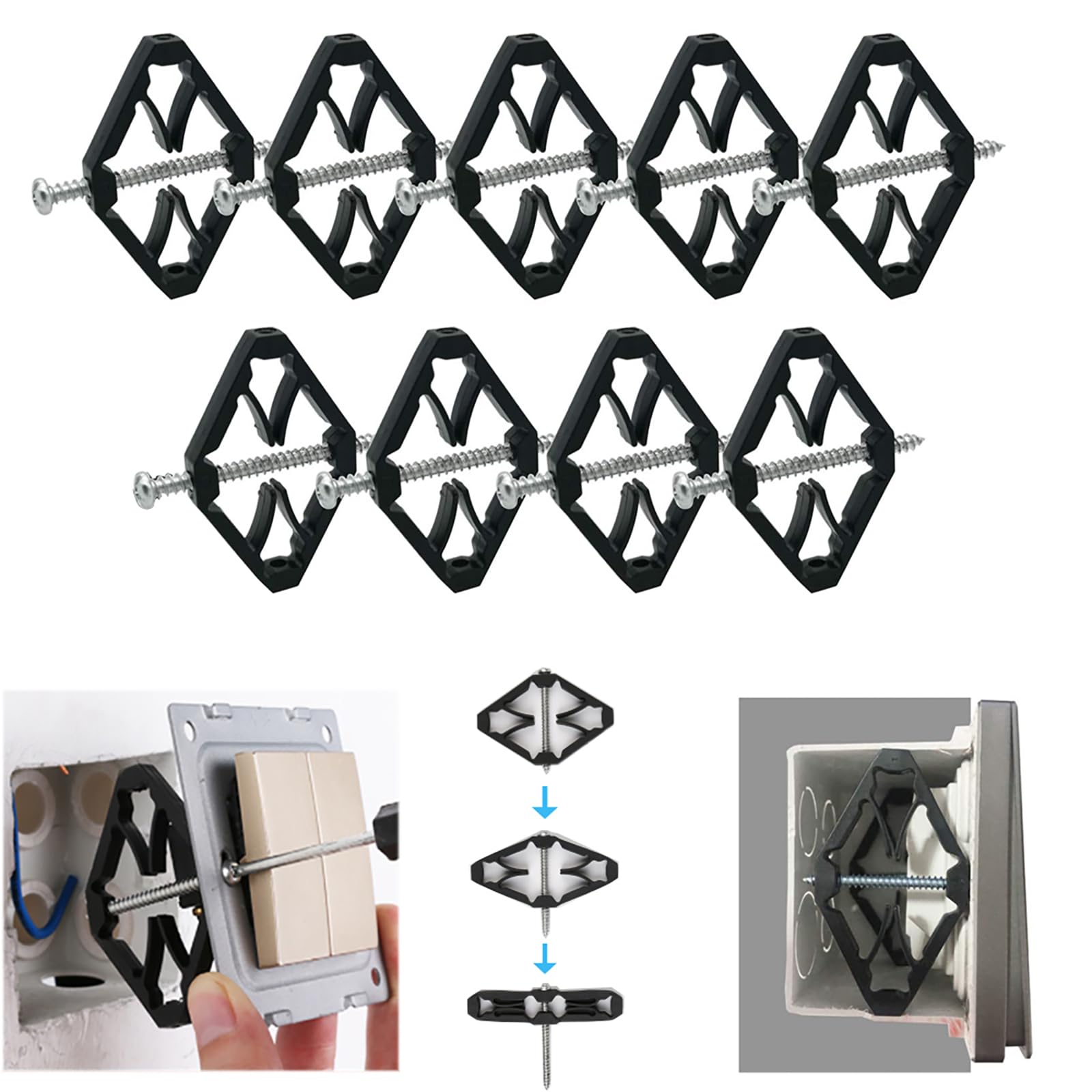 CTRICALVER 9pcs 86 Type Switch Cassette Repairman Support Rod Electrician Accessories, Wall Mount Switch Box Repair Tool — image 1