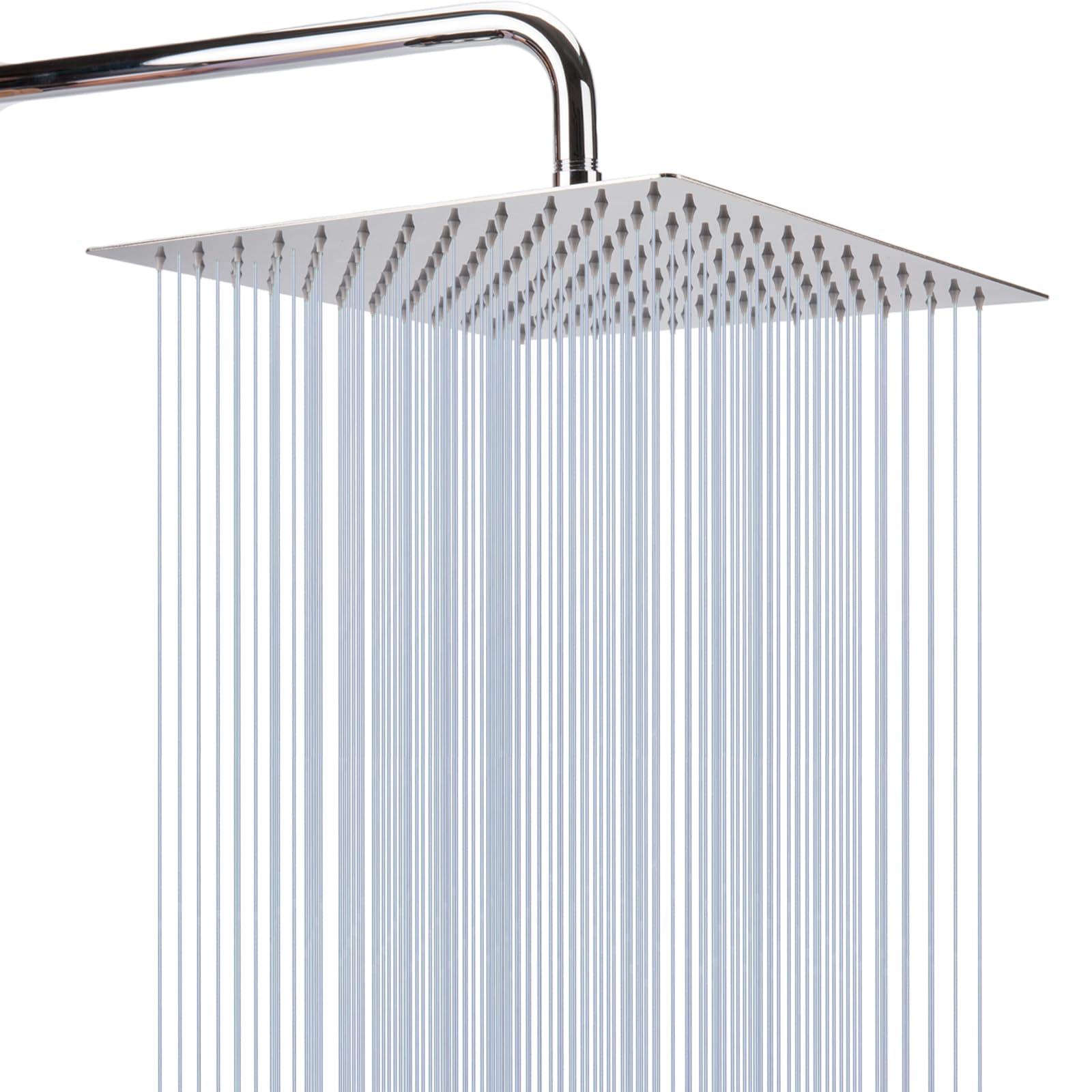 Katezon Rain Shower Head, High Flow Stainless Steel Square Rainfall ShowerHead, Waterfall Bath Shower Body Covering, Ceiling or Wall Mount (12" Chrome Finish)
