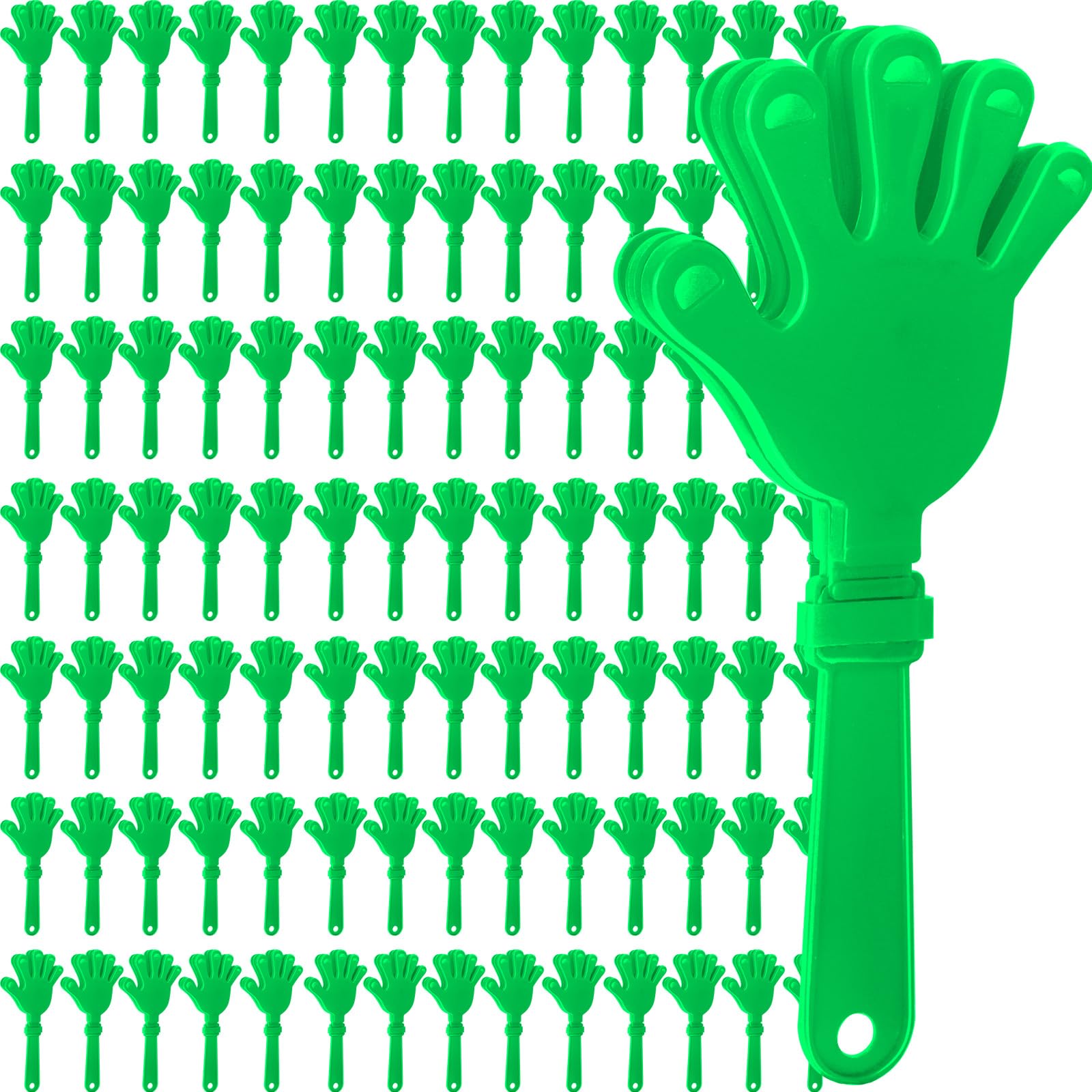 Photo 1 of 100 Pcs Hand Clappers Noisemakers 7.5 Inch Clappers Noisemakers Plastic Hand Clappers for Birthdays Game Football Sporting Events Cheers Supplies Dance Basketball Football Noisemakers(Green)
