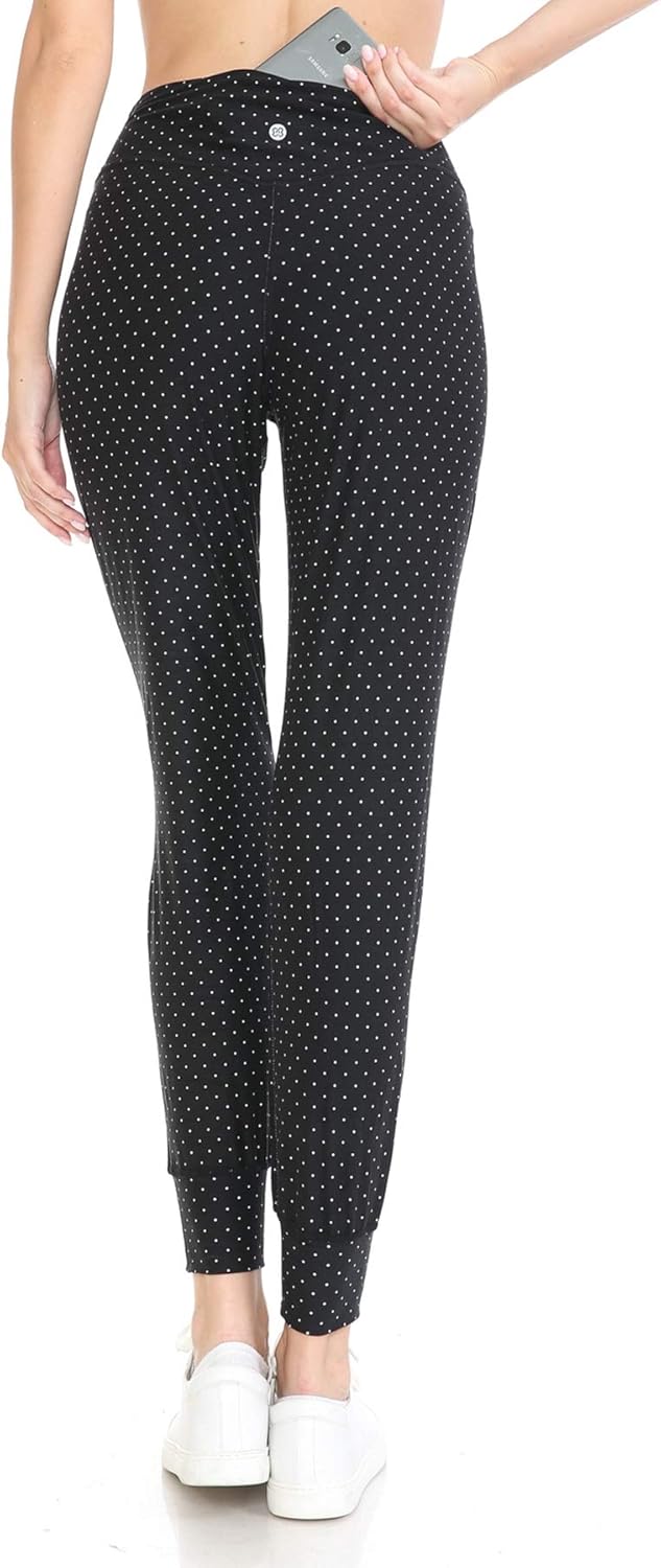 Leggings Depot Women's Printed Solid Activewear Jogger Track Cuff Sweatpants at  Women’s Clothing store