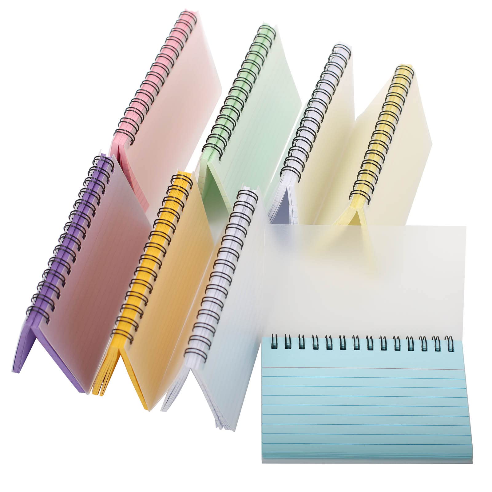 EGOSKY 8 Pack Flash Cards, 400 Sheets Index Cards 5x3 Ruled Spiral Bound Revision Record Cards Cue Cards for Office Meeting, School Learning, Memory, Sticky Note