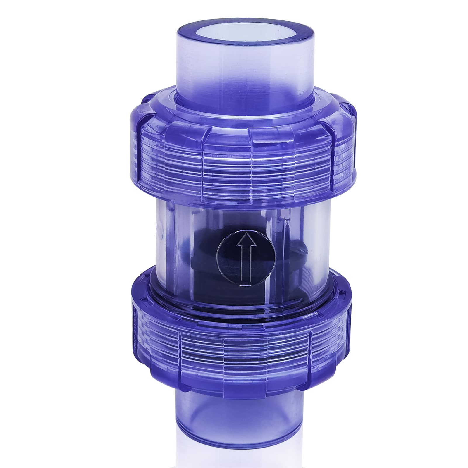 Photo 1 of FANOVO 3/4 inch Clear Spring PVC Check Valve, Double Union Slip Socket Full Port Schedule 80 One Way Silent Sump Pump Backflow Preventer Combination Non Return Valve Sprinkler, for Backflow Prevention