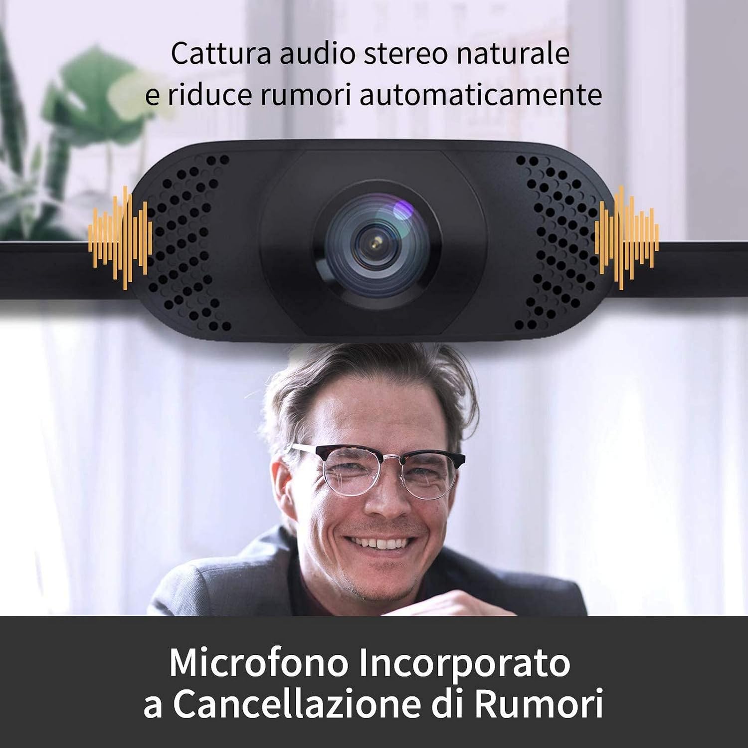 Webcam Wansview 1080P Con Microfono, Correzione Automatica Della Luce E Bassa Luminosità Per Videochiamate