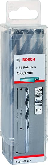 Bosch PointTeQ HSS Twist Drill Bit 10-Piece 8.9 x 81 x 125 mm Metal