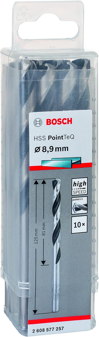 Bosch PointTeQ HSS Twist Drill Bit 10-Piece 8.9 x 81 x 125 mm Metal