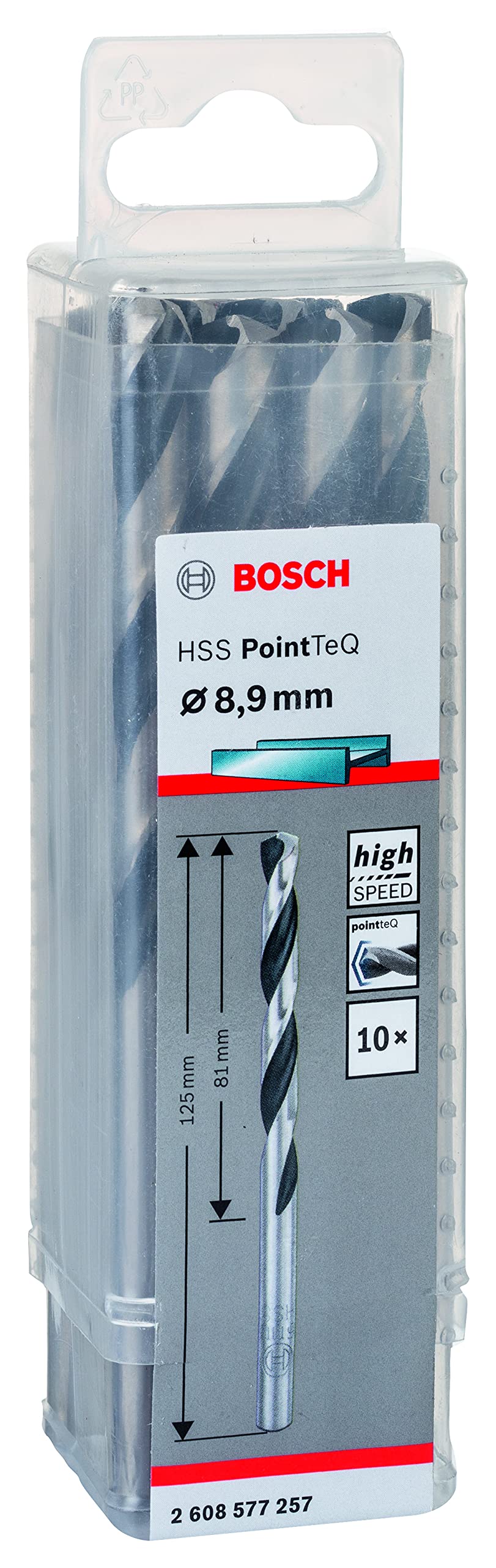 Bosch Professional 10-Piece PointTeQ HSS Twist Drill Bit (for Metal, 8.9 x 81 x 125 mm, Drill Driver Accessories)