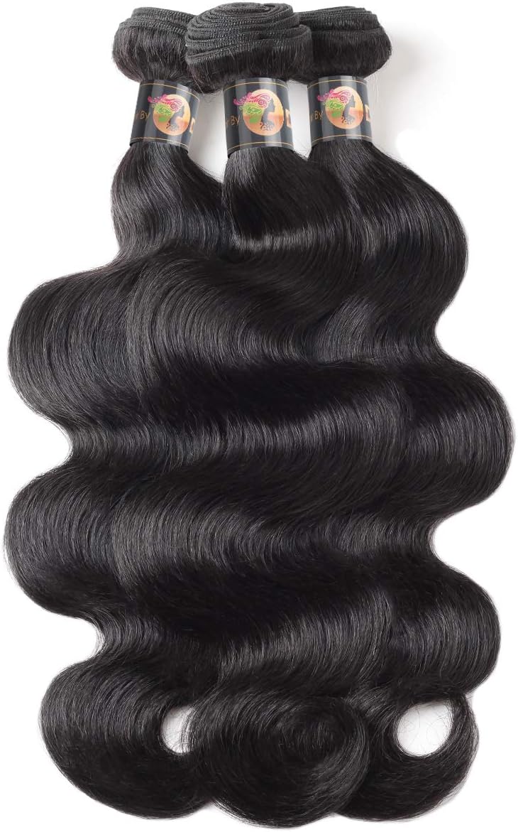 Body Wave 8A Hair Weave 3 Bundle Unprocessed Brazilian 100% Human Virgin Real Raw Hair Extension Double Weft Curly Wavy (16 18 20 Inch)