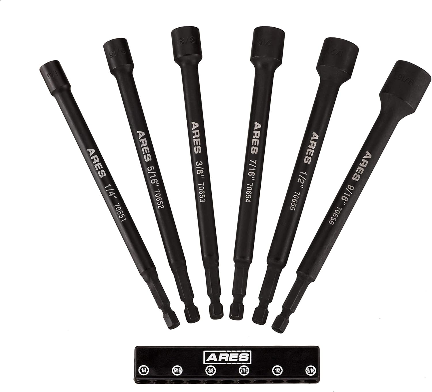 ARES 70650-6-Piece SAE Magnetic Impact Nut Driver Bit Set - Impact Grade Nut Setters with Industrial Strength Magnets: Home Improvement