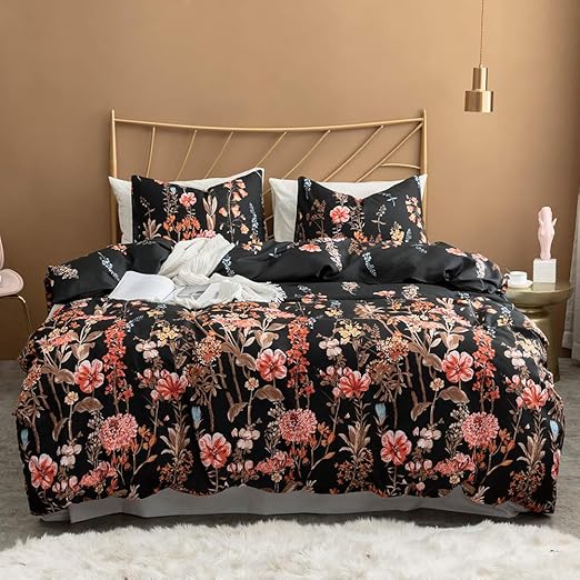 Amazon Com Argstar 3 Pcs Queen Duvet Cover Set Floral Bedding