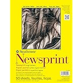 Strathmore 307809 32-Pound 50-Sheet Strathmore Rough Newsprint Paper Pad, 9 by 12-Inch