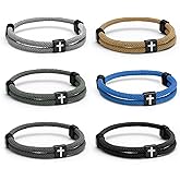 Landical 6 Pcs Braided Cross Bracelet Adjustable Rope Valentine Christian Religious Gift Jesus Bracelet for Men Women WWJD Wristband