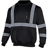 VENDACE Hi Vis Safety Sweatshirts for Men Reflective ANSI Class 3 High Visibility Construction Work Crew Sweatshirt No Hood