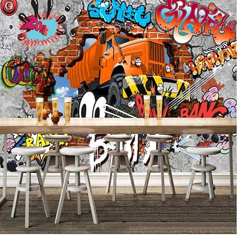 Amazon Co Jp カスタム3dレンガの壁の車の落書き壁画の壁の布ヴィンテージ写真の壁紙子供の寝室のレストランの背景の壁装材 1x100cm Diy 工具 ガーデン