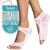 Tucketts Toeless Pilates Socks with Grips for Women, Non-Slip Yoga & Barre Socks for Stability & Barefoot Workouts, Size 6-13