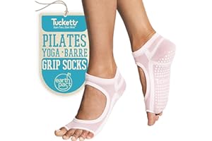 Tucketts Allegro Toeless Non-Slip Grip Socks for Women - Pilates Socks, Yoga Socks, Barre, Dance, and Ballet - Sizes 5-13