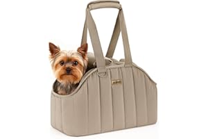 ​​Pecute Dog Purse Carrier, Lightweight Dog Carriers for Small Dogs with Large Pockets, Dog Soft-Sided Carriers up to 9lbs, Pet Carrier for Puppy Cat Rabbit, Suitable for Travel, Subway, Khaki