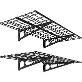FLEXIMOUNTS 2-Pack 2x4ft 24-inch-by-48-inch Wall Shelf Garage Storage Rack Wall Mounted Floating Shelves, Black, Classic Series