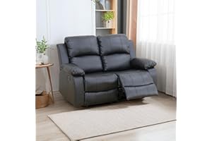 A Ainehome Luxury Recliner Sofa Living Room Furniture Set Reclining Couch Rv Sofa Chair Loveseat Recliner Couches for Living Room/Small Space/Office/Theater Seating(A-Black Leather, Loveseat)