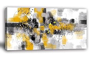 Abstract Canvas Wall Art Yellow Gray Wall Picture Black White Wall Art Bedroom City Prints Painting Graffiti Artwork for Wall