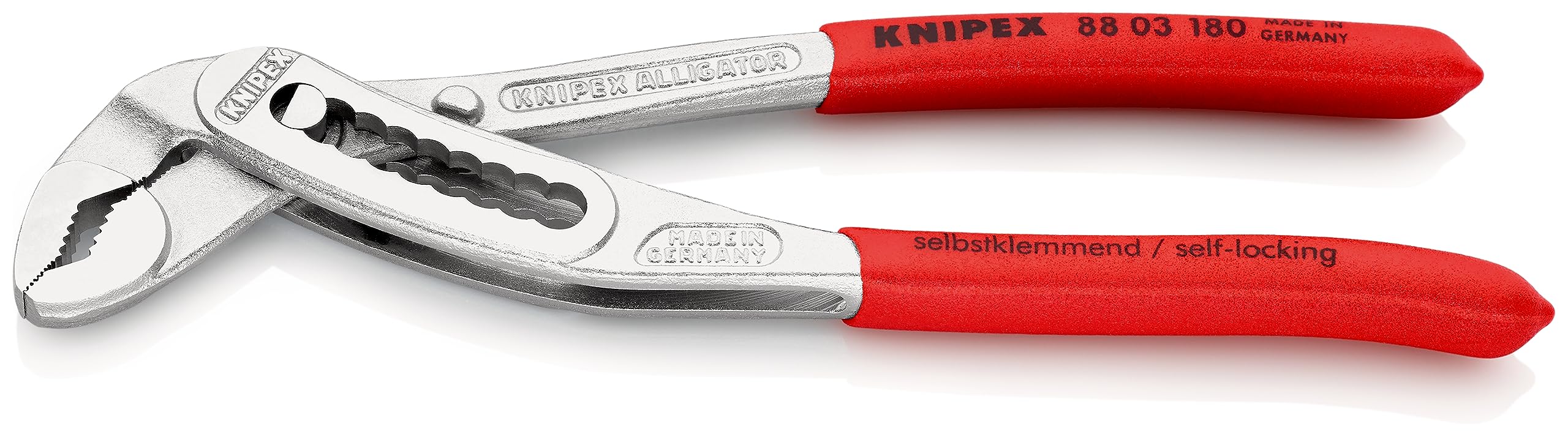 KNIPEX Alligator Water Pump Pliers Chrome-Plated with Non-Slip Plastic Coating 180 mm, 88 03 180