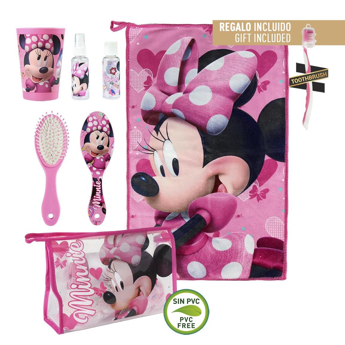 Divertido neceser de Minnie con un set de higiene incluído.