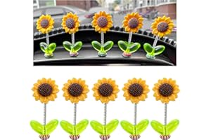 JNXIJ 5PCS Sunflower Car Dashboard Decorations, Cute Dancing Sun Flowers Decor Creative Rocking Ornaments, Mini Shaking Head Sunflowers Decoration for Car Interior & Home Office Desk