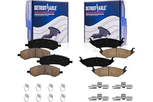 Detroit Axle - Brake Pads for 2006-2018 Dodge Ram 1500, 2007-2009 Durango Chrysler Aspen Ceramic Pads with Hardware Front & R