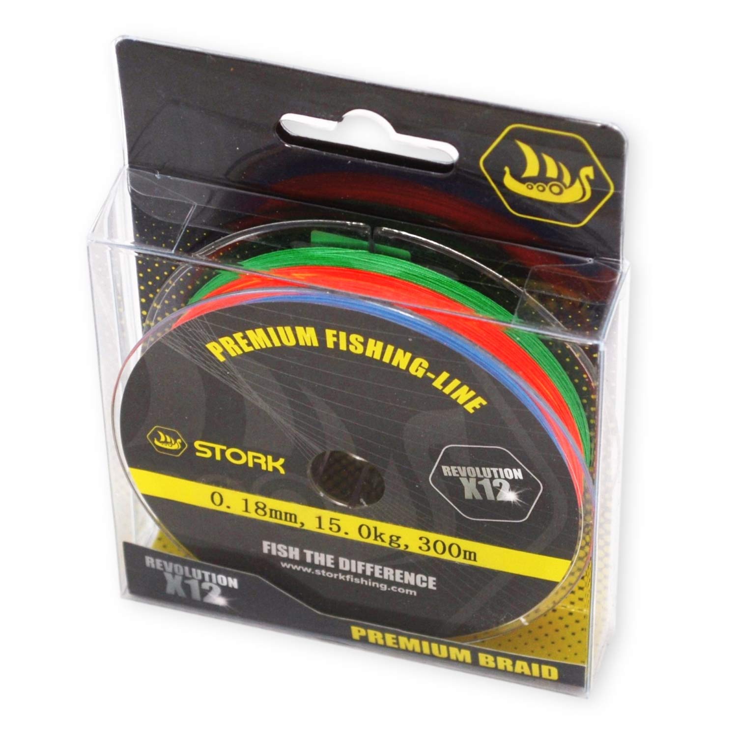 Stork Revolution 12-Way Braided Premium Fishing Line 300 m (Multicoloured, 12.5 kg / 0.14 mm)