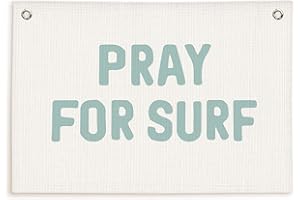 Lacama Surf Decor, Coastal Beach Room Decor Aesthetic, Surf Blue Linen Banner Wall Hanging Canvas Banner Flag Decor for Coastal Surfer Room Bedroom Beach Decorations 30x20 In