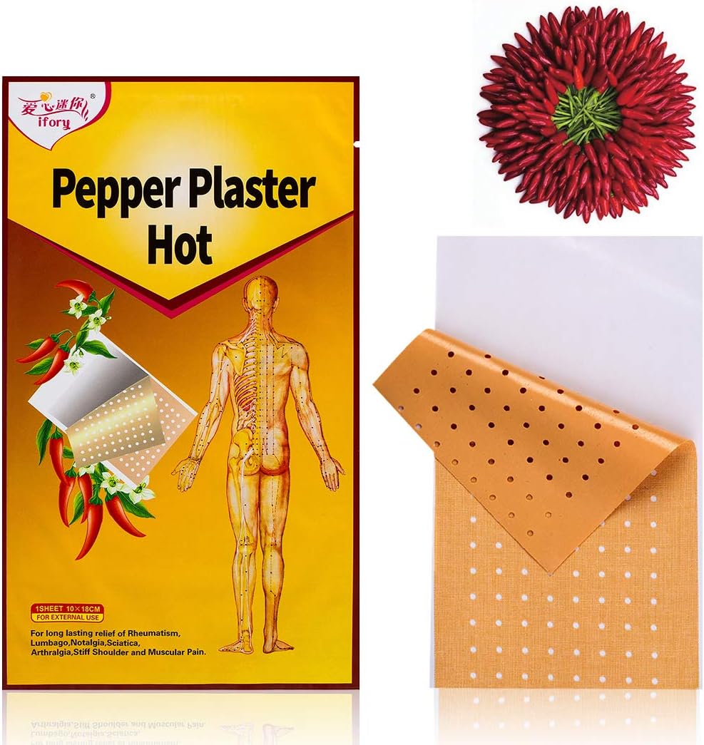 ifory 10 Pcs Capsaicin Patch Relief for Arthralgia, Back Pain, Stiff Shoulder, Muscular Pain (3.94"×7.09"), Porous Capsicum Plaster Capsicum Patches with Waterproof and Flexible: Health & Personal Care