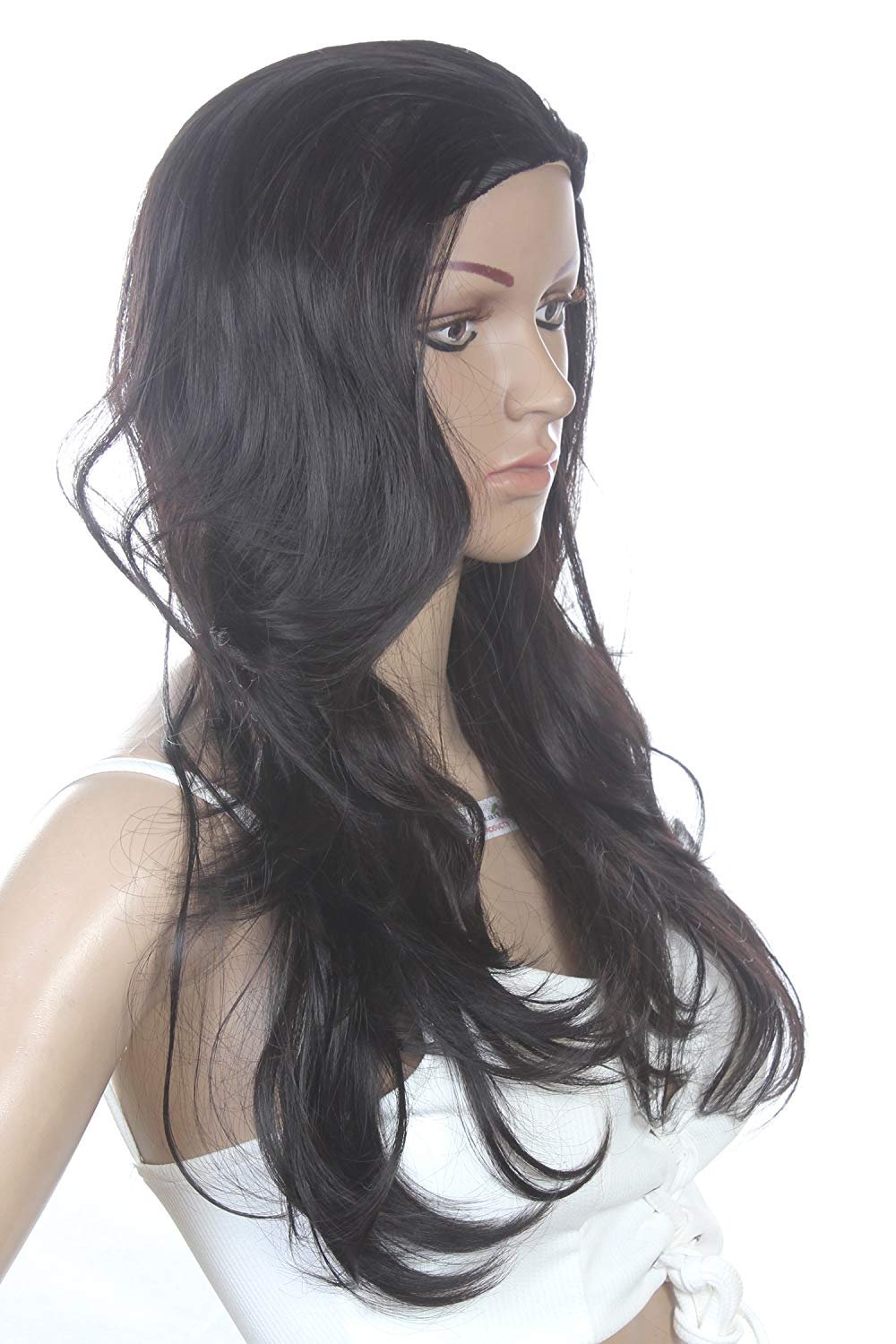 Smart Hairs Women Fiber Synthetic Wavy Curly Wig Black Heavy Long